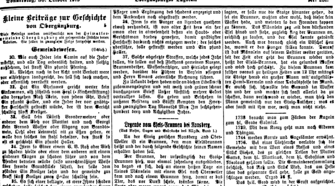 #5 Kleine Beiträge zur Geschichte von Obergünzburg von 1919